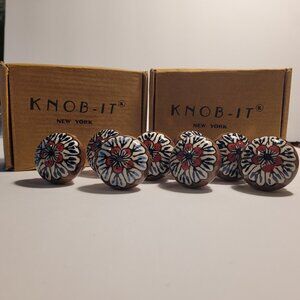 Knob-It Classic Cabinet Drawer Knobs 8-Piece Vintage Hand Painted Multi Color